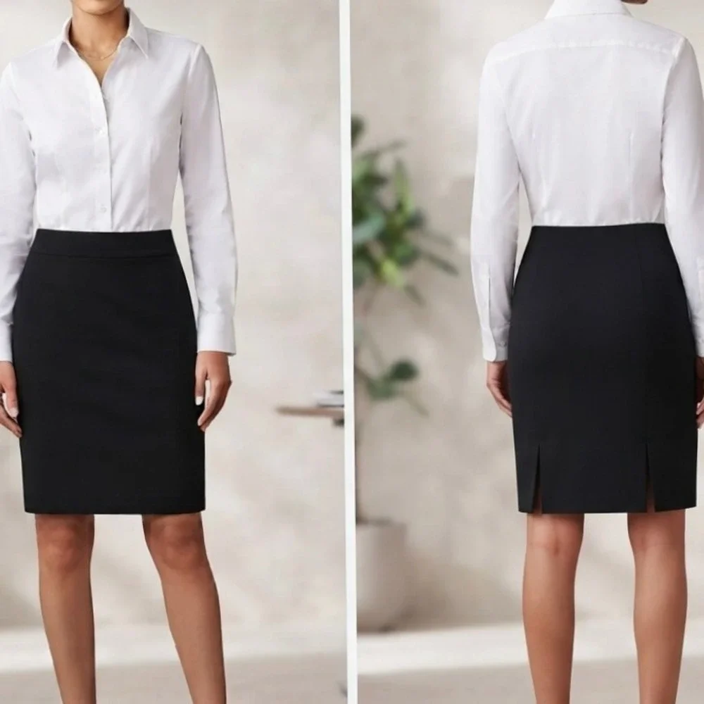 Liz Claiborne Black Chic Pencil Skirt Office Career Workwear Stretch Lined Sz 14